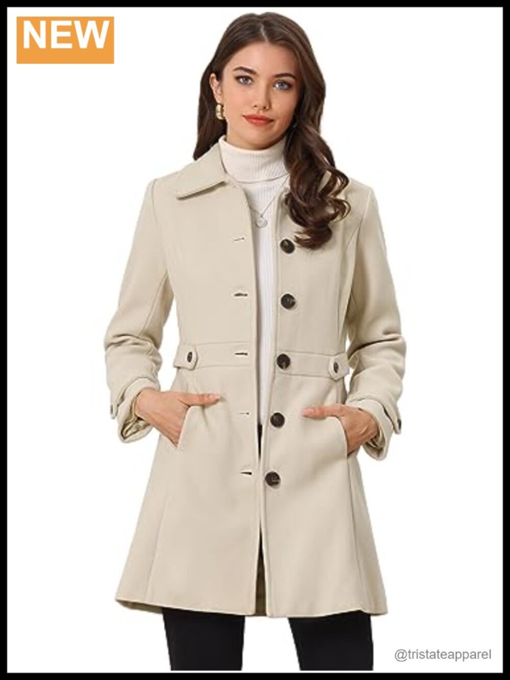 Women's Winter Classic Overcoat Single Breasted Pea Coat Pockets